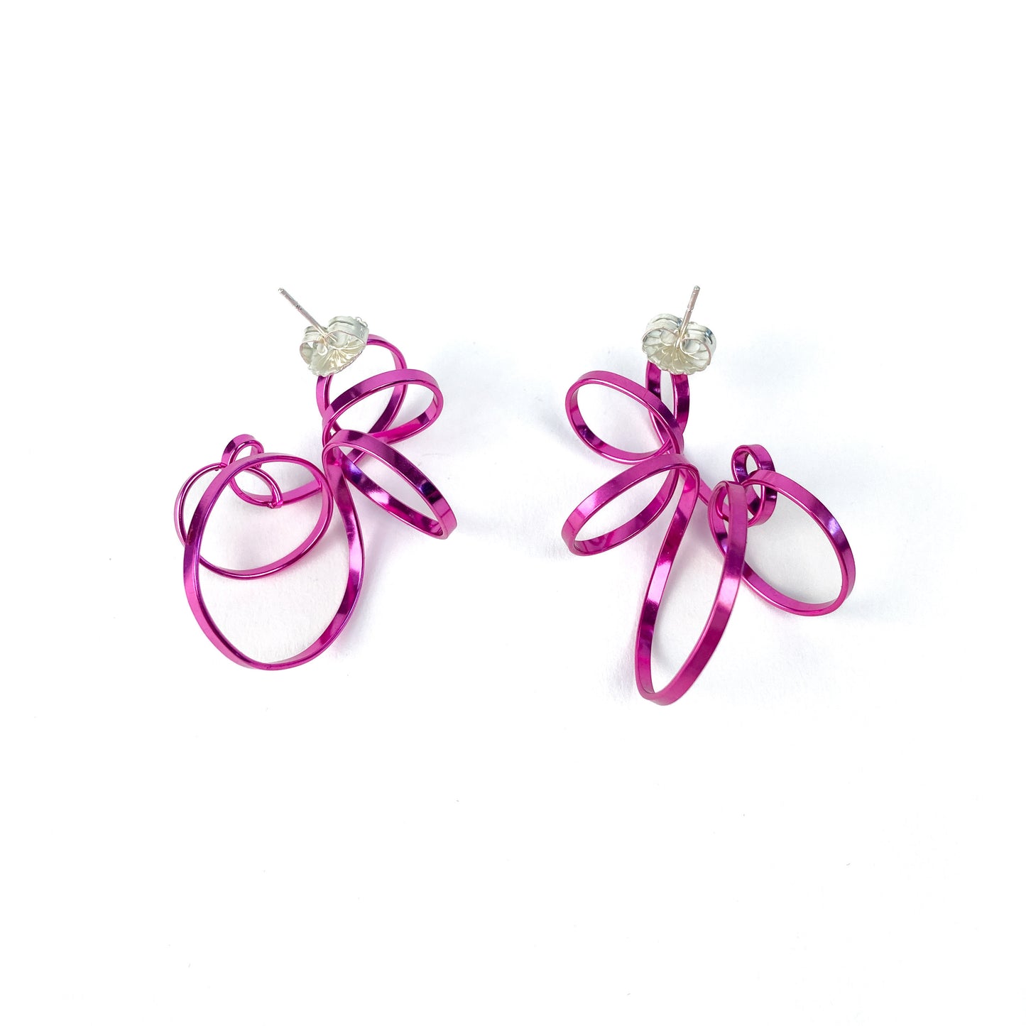 Fuchsia sterling silver spiral clusters