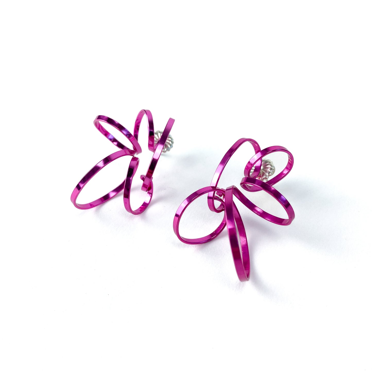 Fuchsia sterling silver spiral clusters