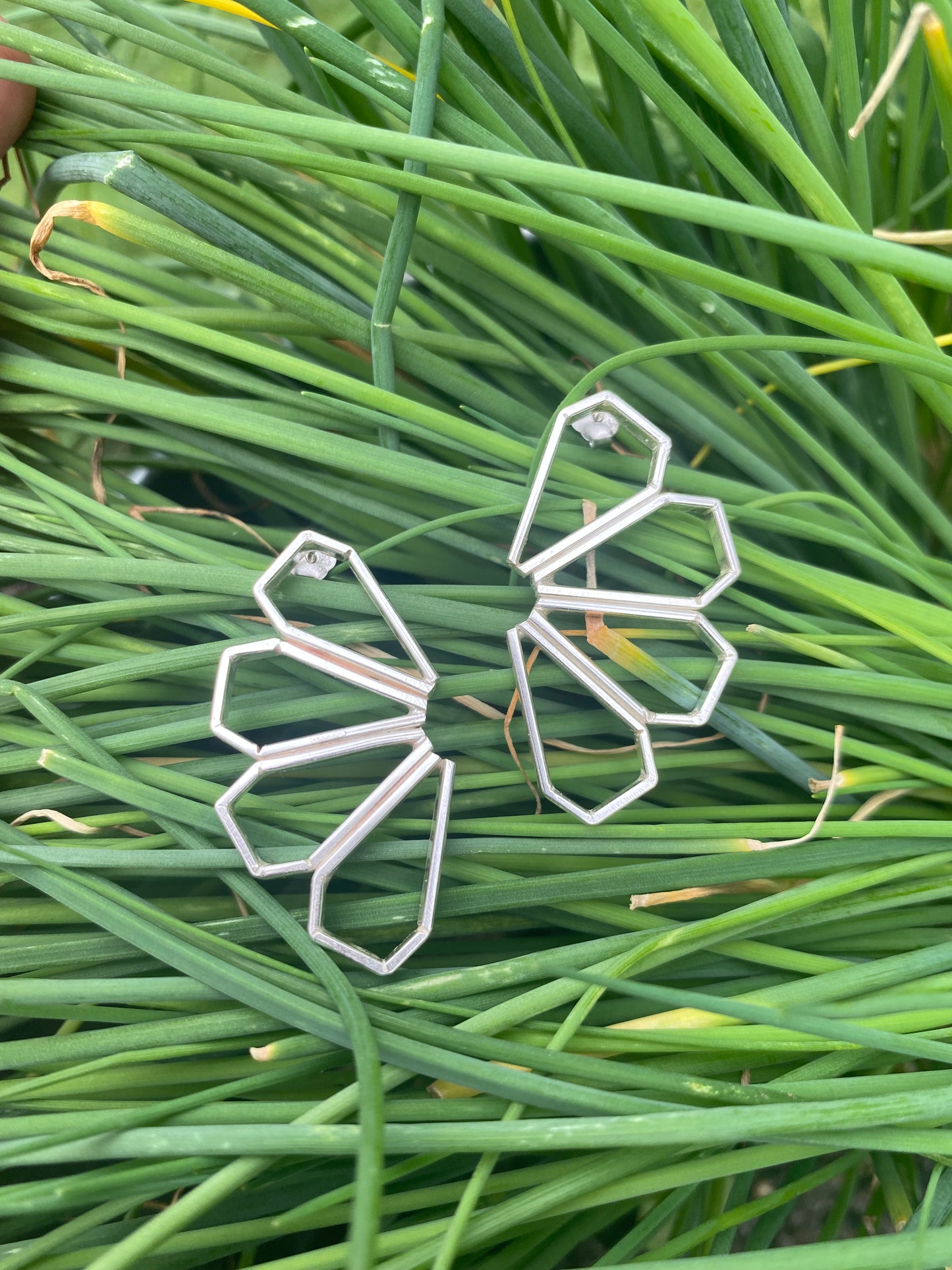 Handmade sterling silver geometric earrings
