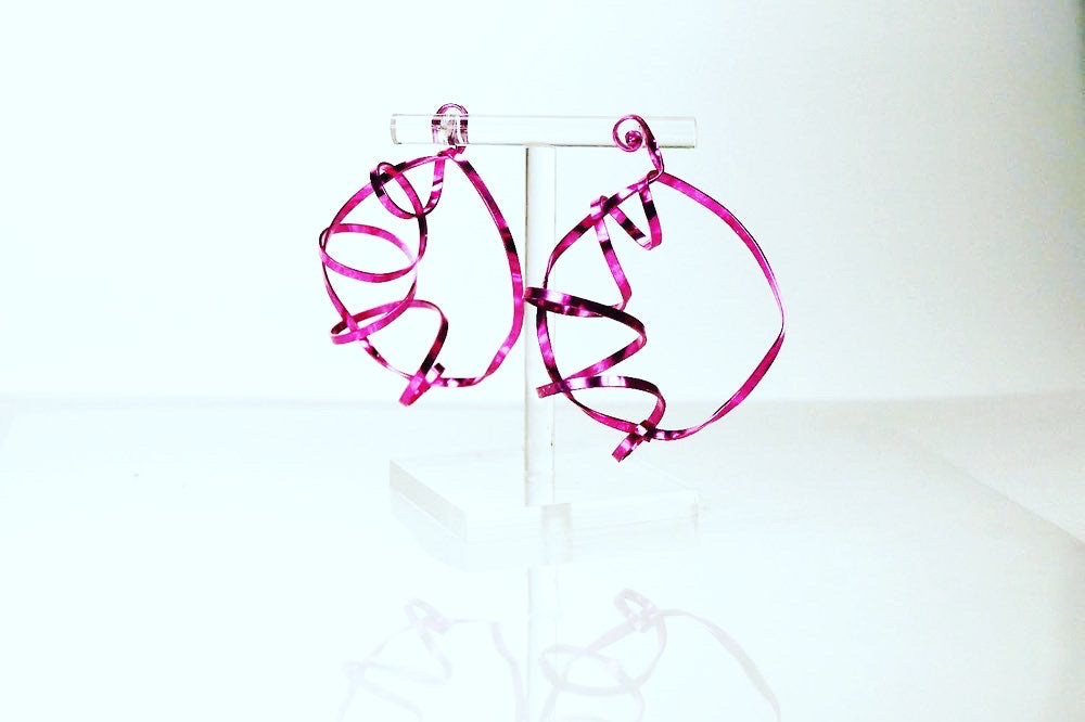 Ceramic coated sterling silver one of a kind hoop earrings