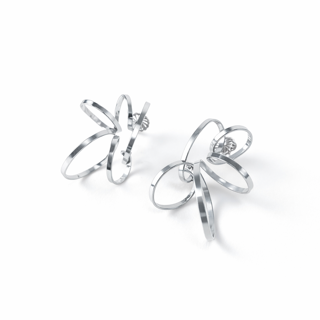 Silver spiral cluster earrings