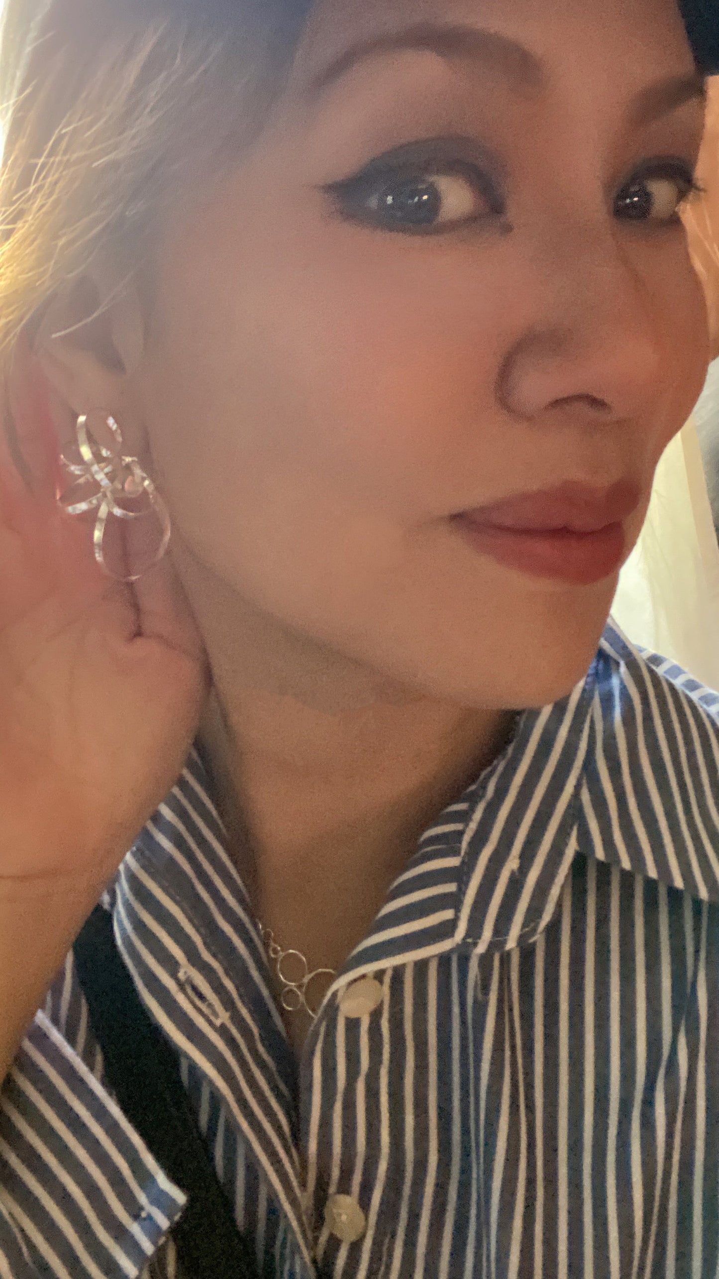 Silver spiral cluster earrings