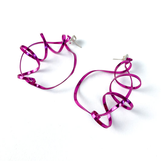 Fuchsia statement spiral hoops