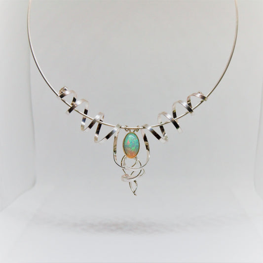 “Swirling enchantment” one of a kind opal neck piece